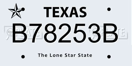 B78253B Texas License Plate