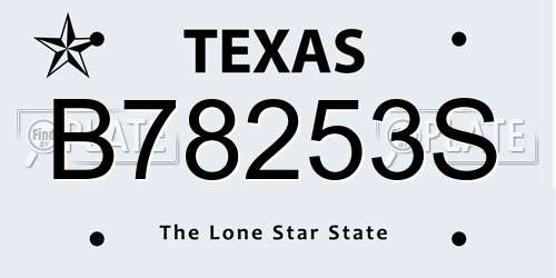 B78253S Texas License Plate