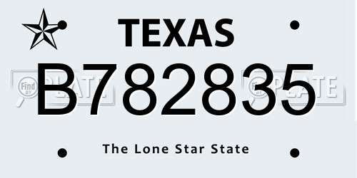B782835 Texas License Plate
