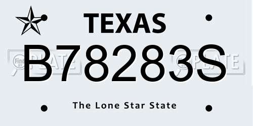 B78283S Texas License Plate