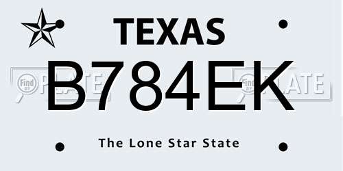 B784EK Texas License Plate