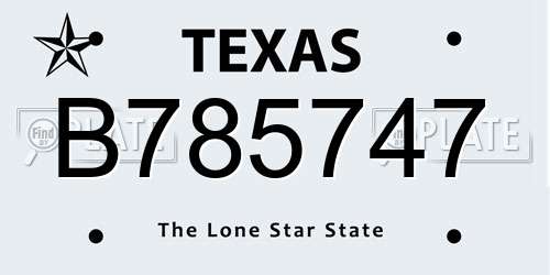 B785747 Texas License Plate