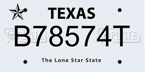 B78574T Texas License Plate