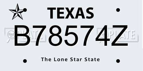 B78574Z Texas License Plate