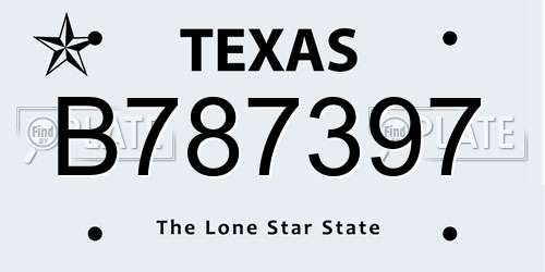 B787397 Texas License Plate