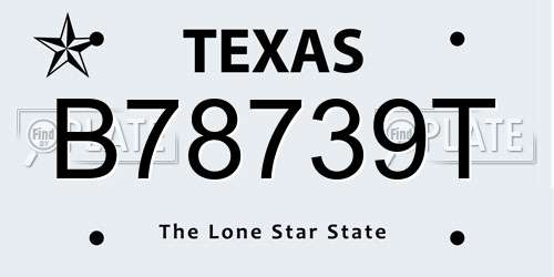 B78739T Texas License Plate