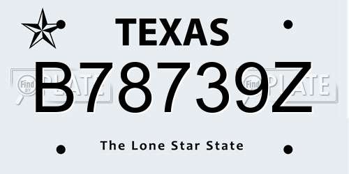 B78739Z Texas License Plate