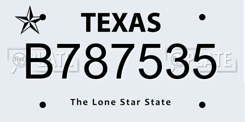 B787535 Texas License Plate