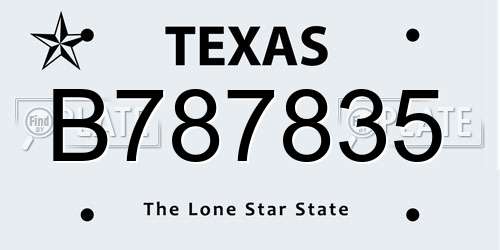 B787835 Texas License Plate