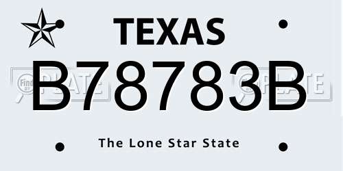 B78783B Texas License Plate