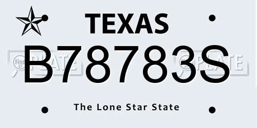 B78783S Texas License Plate