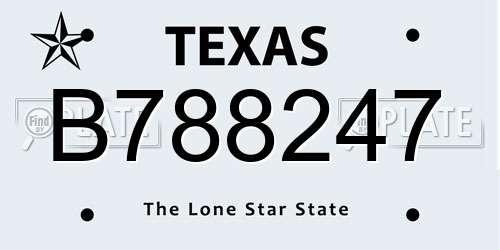 B788247 Texas License Plate