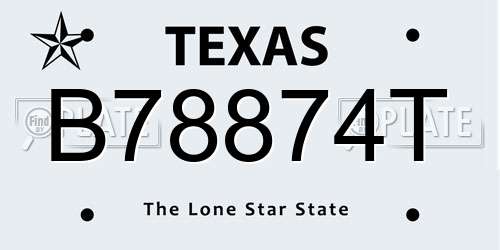 B78874T Texas License Plate