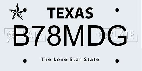 B78MDG Texas License Plate