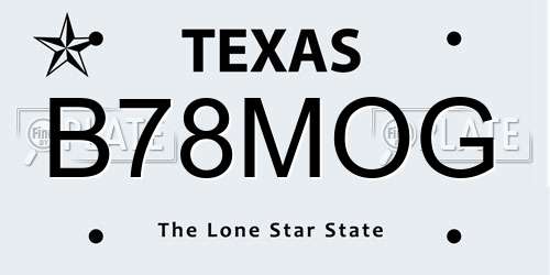 B78MOG Texas License Plate