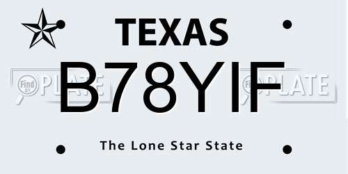 B78YIF Texas License Plate