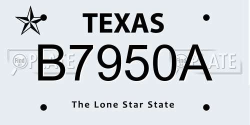 B7950A Texas License Plate