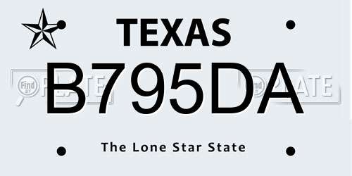 B795DA Texas License Plate