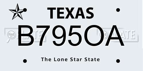 B795OA Texas License Plate