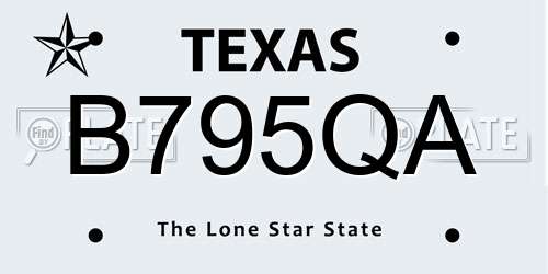 B795QA Texas License Plate