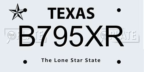 B795XR Texas License Plate