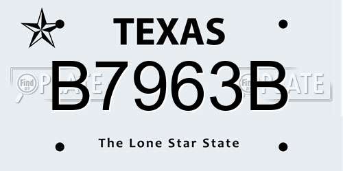B7963B Texas License Plate