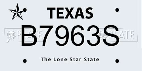 B7963S Texas License Plate