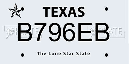 B796EB Texas License Plate