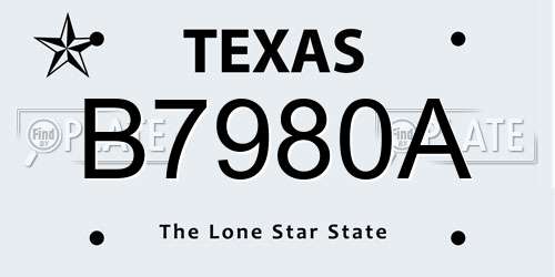 B7980A Texas License Plate