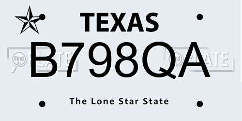 B798QA Texas License Plate