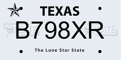 B798XR Texas License Plate
