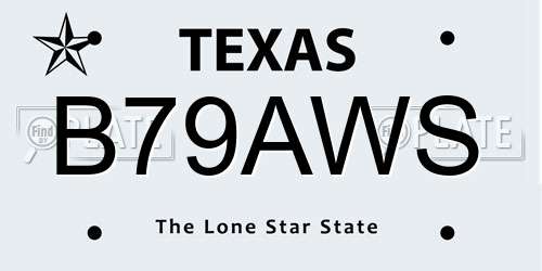 B79AWS Texas License Plate