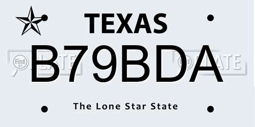 B79BDA Texas License Plate