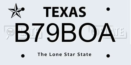 B79BOA Texas License Plate