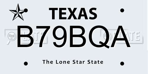 B79BQA Texas License Plate