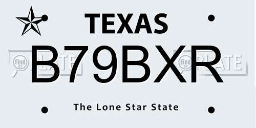 B79BXR Texas License Plate