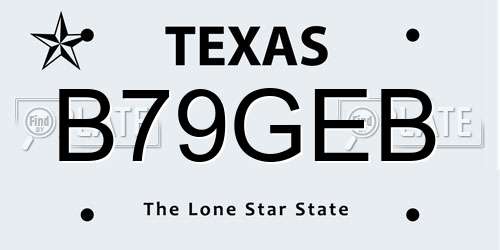 B79GEB Texas License Plate