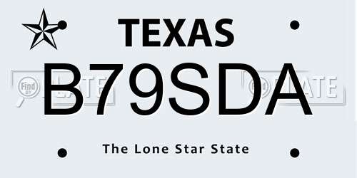 B79SDA Texas License Plate