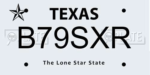 B79SXR Texas License Plate