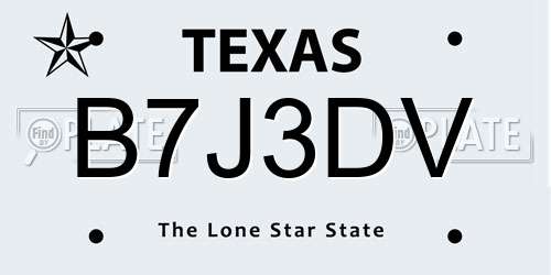 B7J3DV Texas License Plate