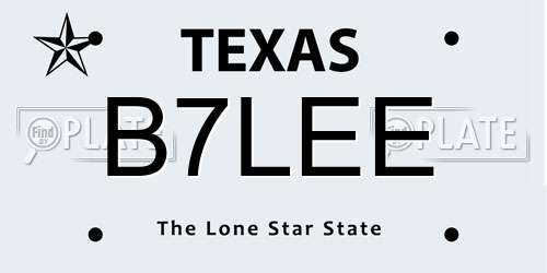 B7LEE Texas License Plate