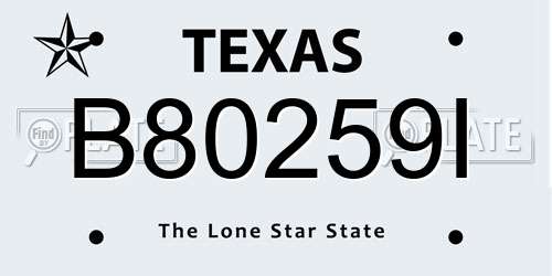 B80259I Texas License Plate