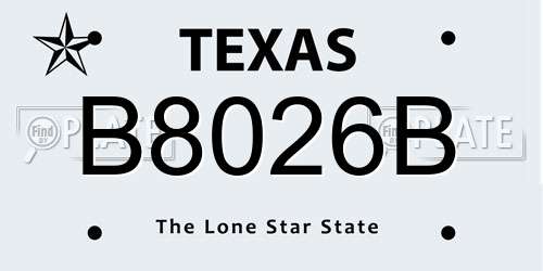 B8026B Texas License Plate