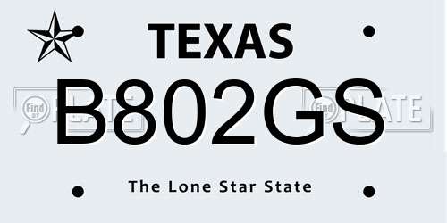 B802GS Texas License Plate