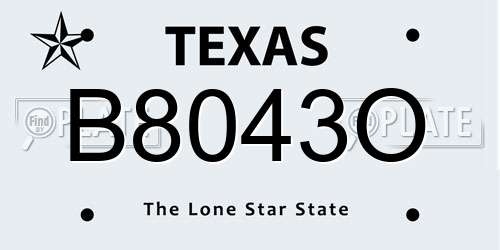 B8043O Texas License Plate