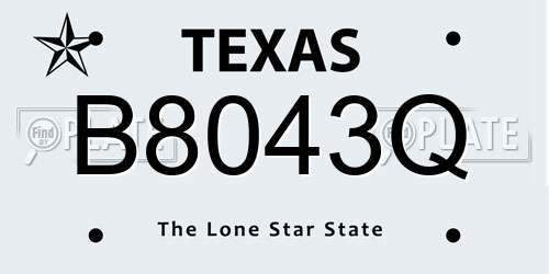 B8043Q Texas License Plate