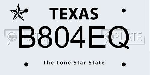 B804EQ Texas License Plate
