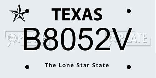 B8052V Texas License Plate