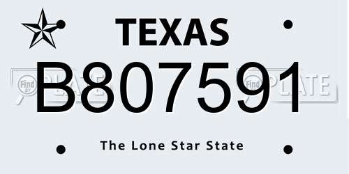 B807591 Texas License Plate
