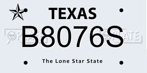 B8076S Texas License Plate